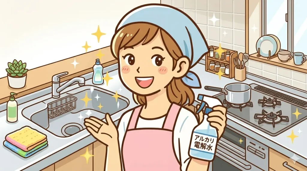 アルカリ電解水でピカピカ