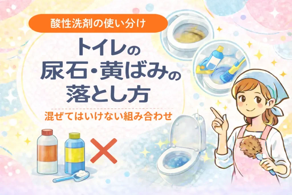トイレの尿石・黄ばみの落とし方｜酸性洗剤の使い分けと混ぜない注意点をやさしく解説
