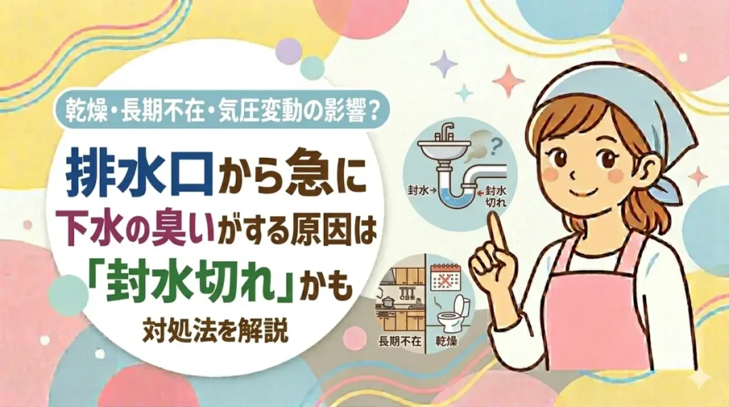 排水口から急に下水の臭いがする原因は「封水切れ」かも
