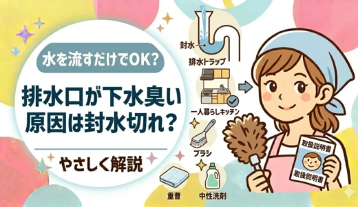 排水口が下水臭い原因は封水切れ？水を流すだけで解決する場合も