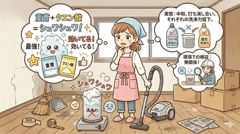 重曹とクエン酸は混ぜても効果なし