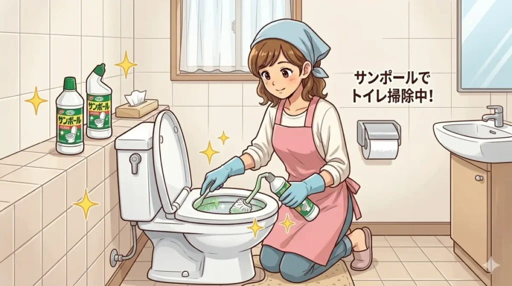 サンポールでおトイレの掃除