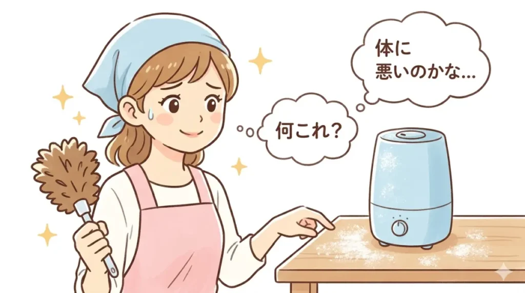 加湿器から白い粉が出る