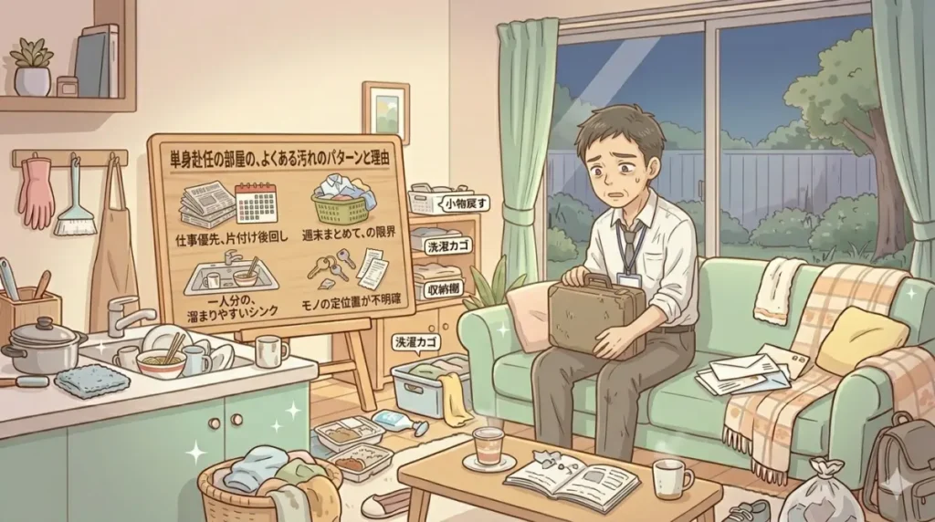 単身赴任の部屋が片付かない