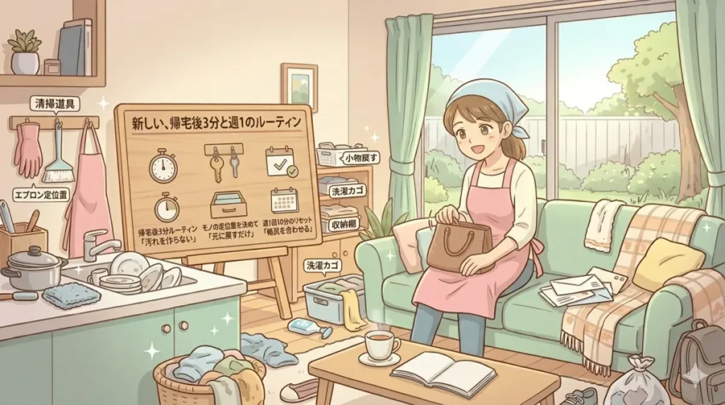 帰宅後3分ルーティンで「汚れを作らない」毎日の習慣を作る