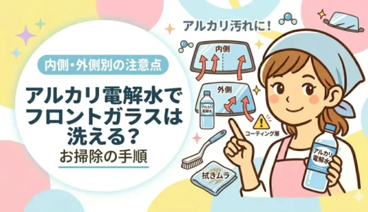 アルカリ電解水でフロントガラスは洗える？内側・外側別の注意点と手順