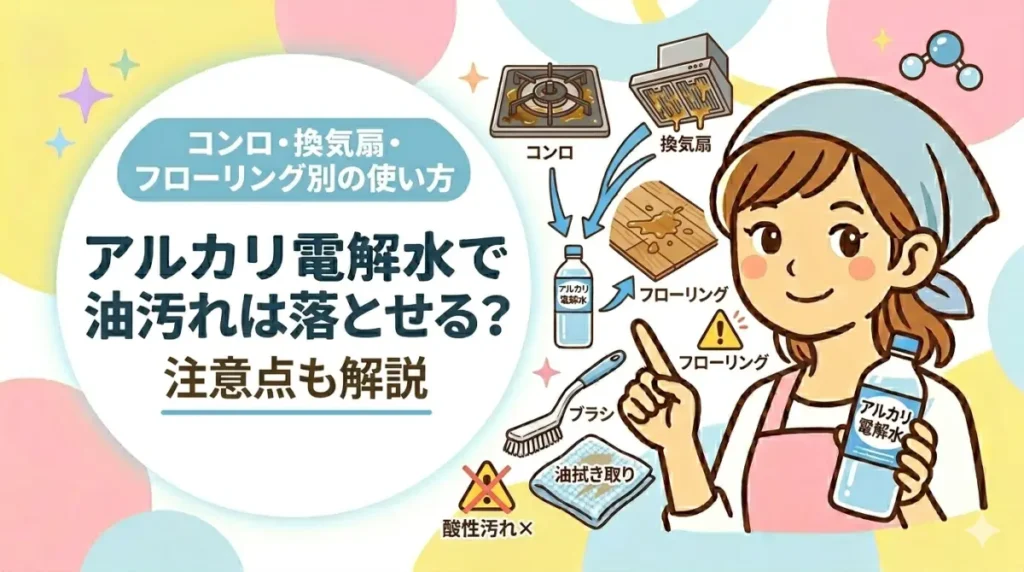 アルカリ電解水で油汚れは落とせる？