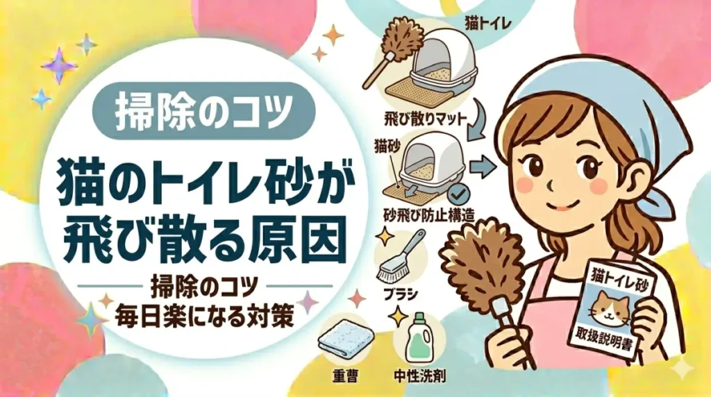 猫のトイレ砂が飛び散る原因