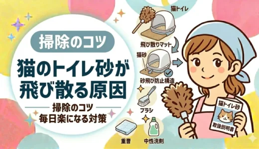 猫のトイレ砂が飛び散る原因と掃除のコツ｜毎日ラクになる対策まとめ